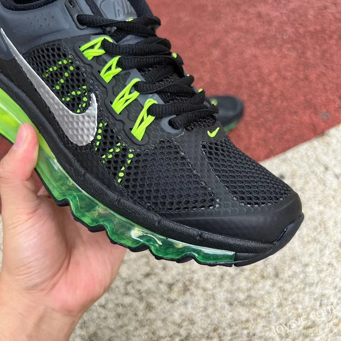 Nike Air Max 2013 Black Green Cushioned Running Shoes 555426-003