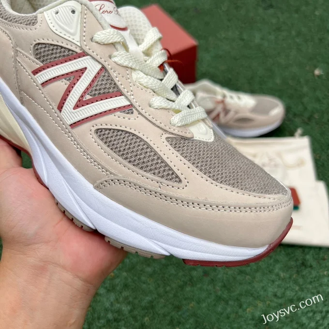 New Balance 990V6 Beige Red Loro Piana Retro Running Shoes U990L06