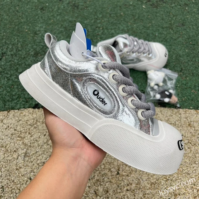 NO1 x Ouder Smiler Liquid Silver White Casual Sneakers