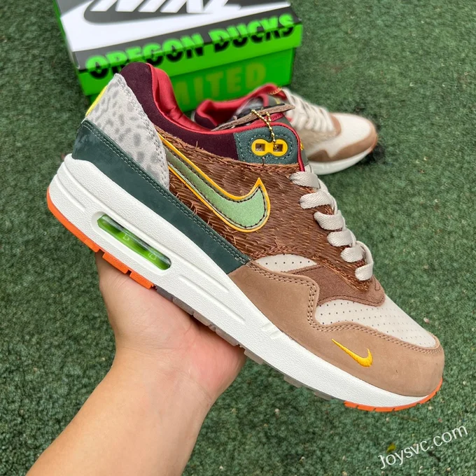 Division Street x Nike Air Max 1 Brown Grey Low-Top Running Shoes HQ2639