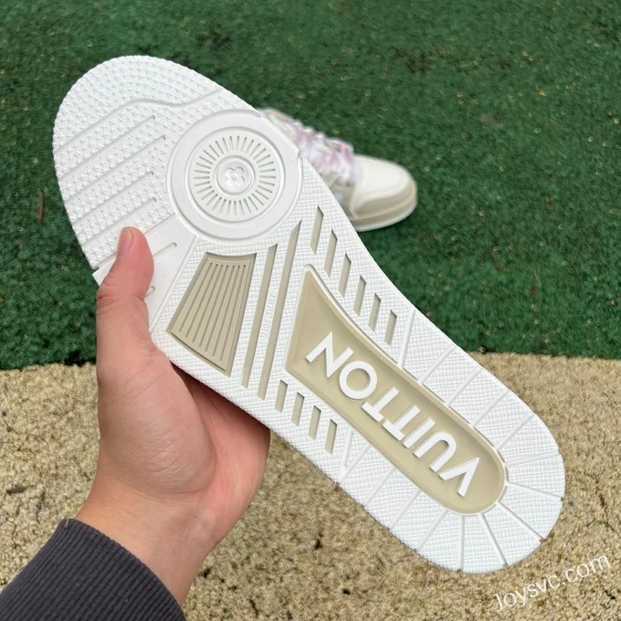 Louis Vuitton Trainer White Beige Grey