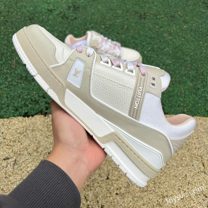 Louis Vuitton Trainer White Beige Grey