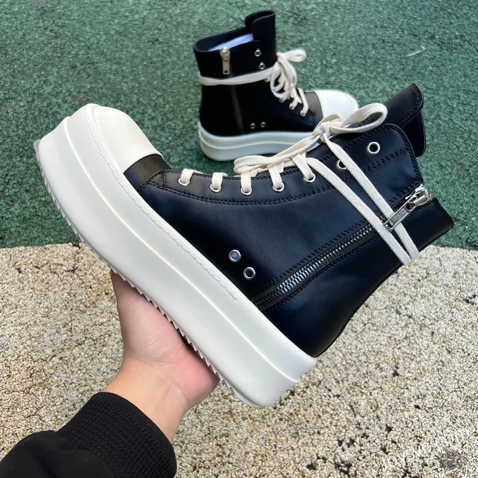 RICK OWENS High Top Black White FW23 LUXOR Sneakers