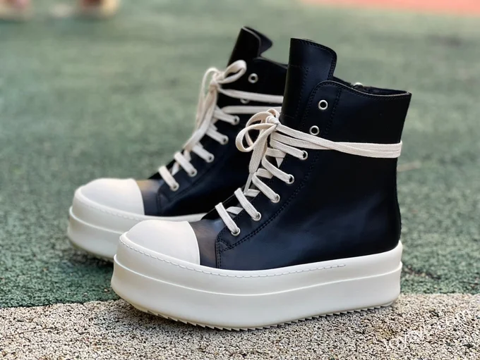 RICK OWENS High Top Black White FW23 LUXOR Sneakers