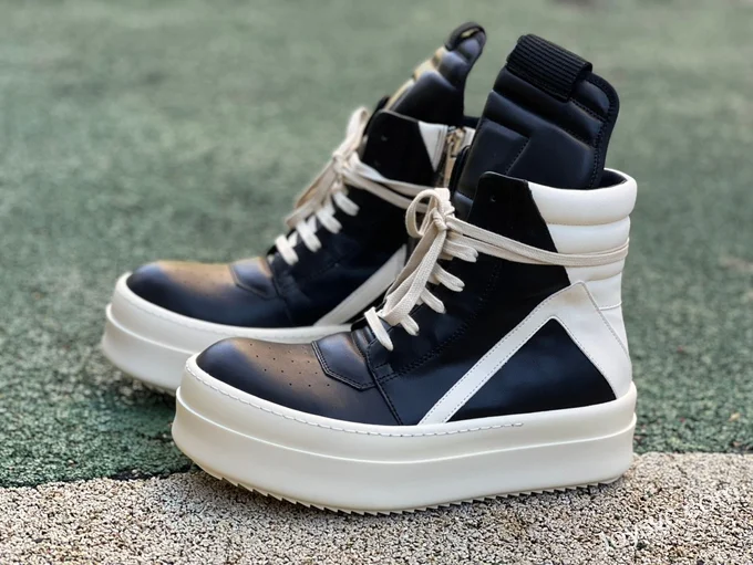 RICK OWENS High Top Black White FW23 LUXOR Sneakers