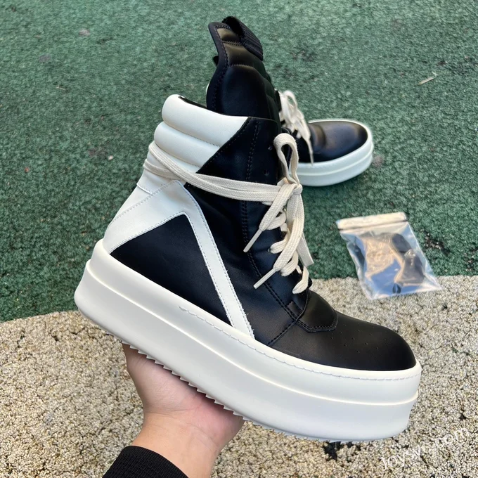 RICK OWENS High Top Black White FW23 LUXOR Sneakers