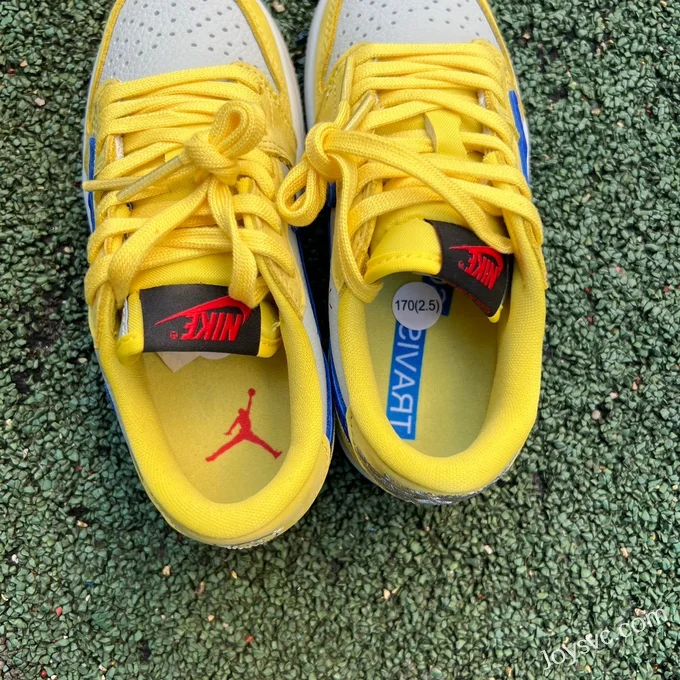 Travis Scott x Air Jordan 1 Low DZ5909-700 Yellow Blue Kids Version