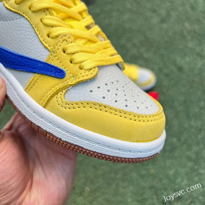 Travis Scott x Air Jordan 1 Low DZ5909-700 Yellow Blue Kids Version