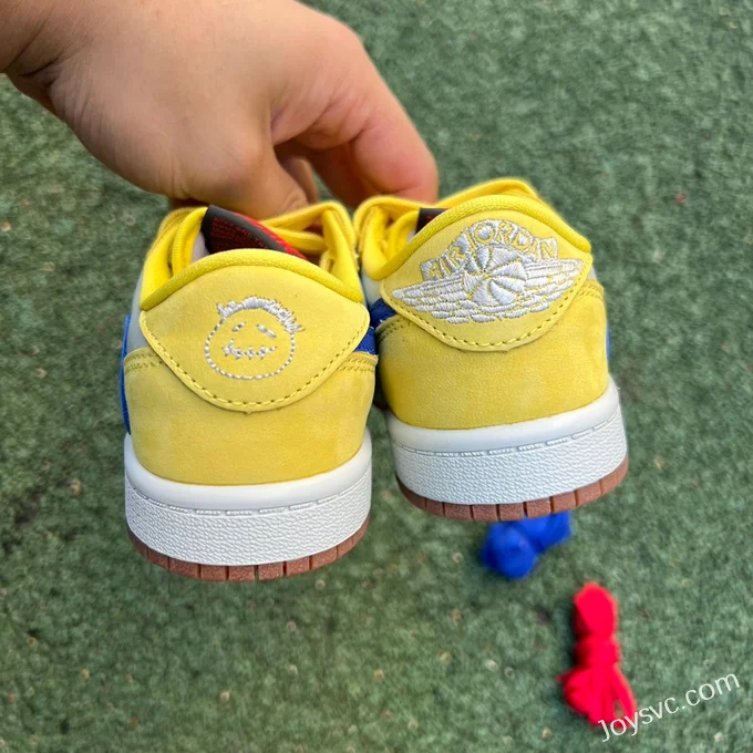 Travis Scott x Air Jordan 1 Low DZ5909-700 Yellow Blue Kids Version