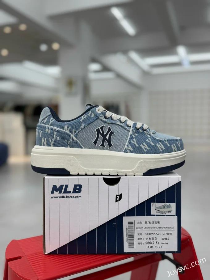 MLB Chunky Liner Denim Blue White Dad Shoes