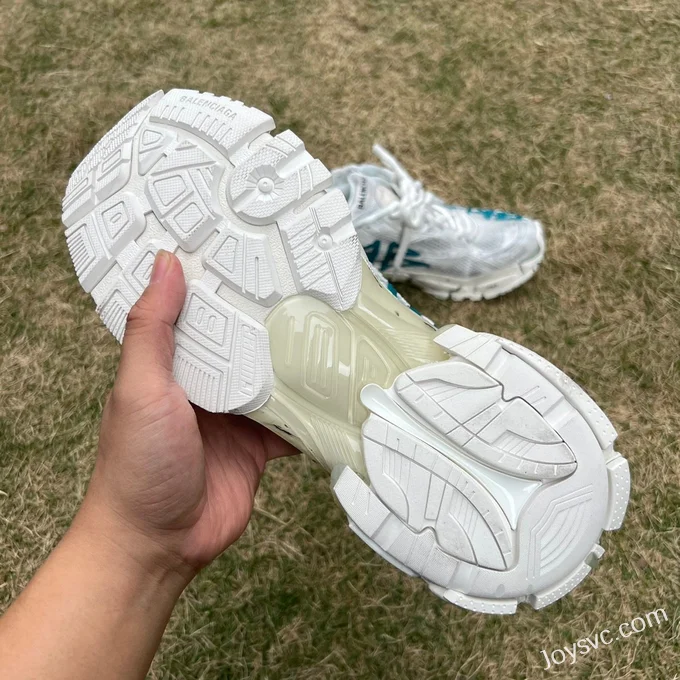 Balenciaga Runner 7.5 White Blue Logo Sneakers