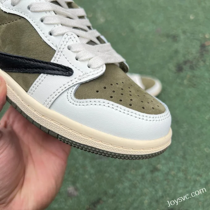 Travis Scott x Air Jordan 1 Low DO5442-200 Military Green Kids Version