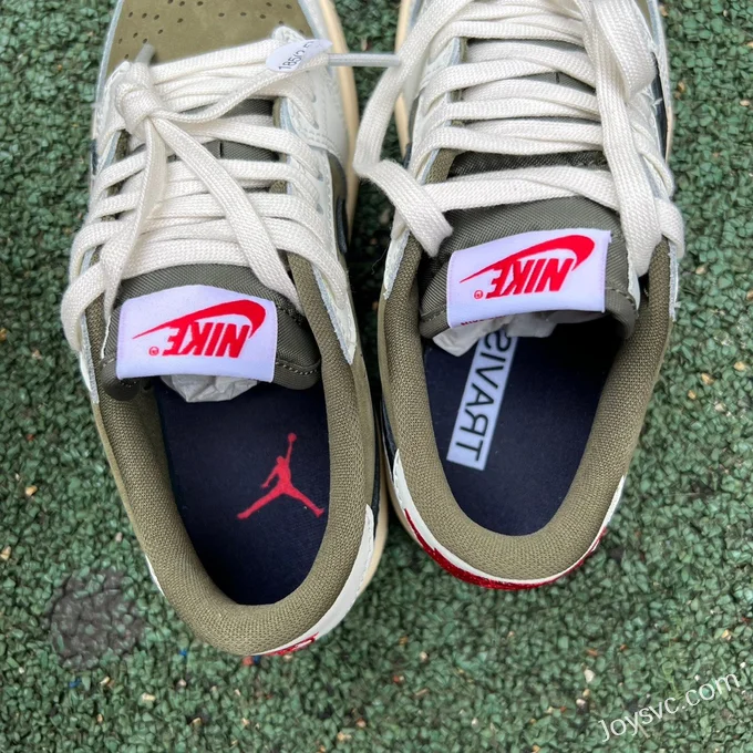 Travis Scott x Air Jordan 1 Low DO5442-200 Military Green Kids Version