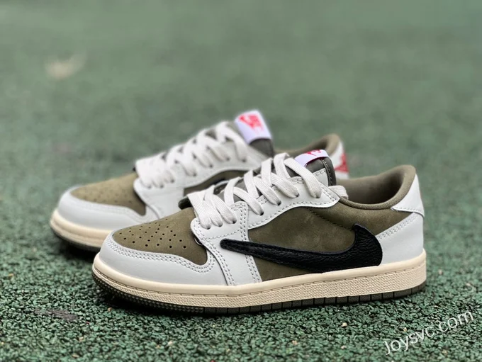 Travis Scott x Air Jordan 1 Low DO5442-200 Military Green Kids Version