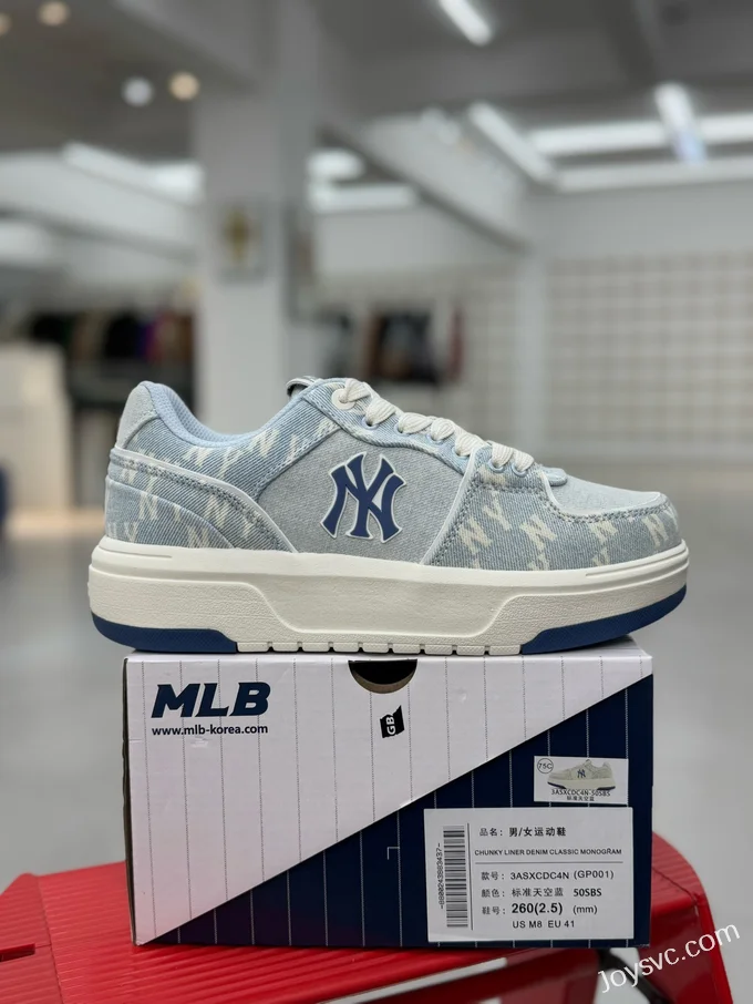 MLB Chunky Liner Denim Blue White Dad Shoes