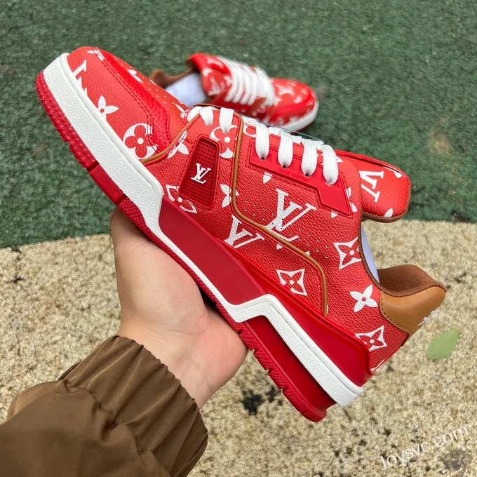 Louis Vuitton Trainer Red Brown