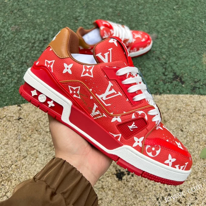 Louis Vuitton Trainer Red Brown