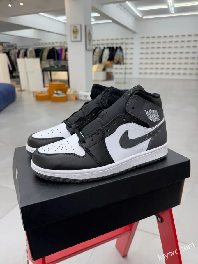 Air Jordan 1 Mid Black White Grey