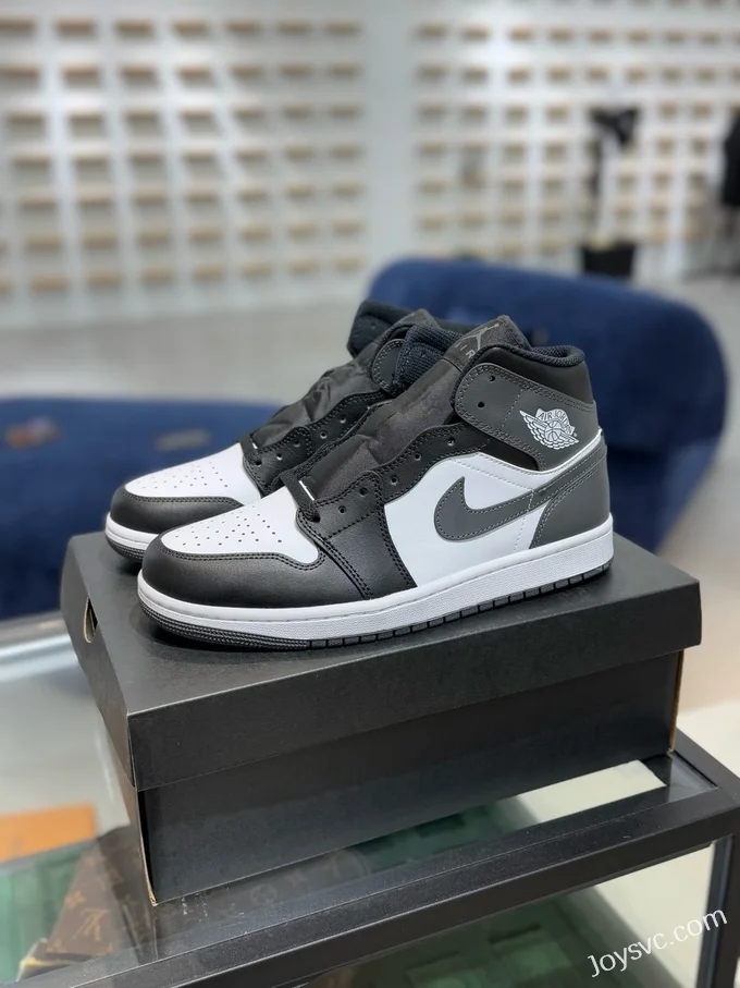 Air Jordan 1 Mid Black White Grey