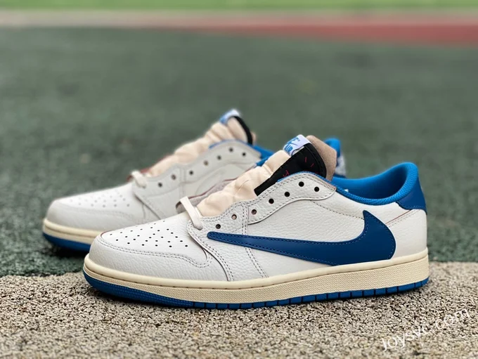 Travis Scott x Fragment Design x Air Jordan 1 Low White Blue DM7866-104