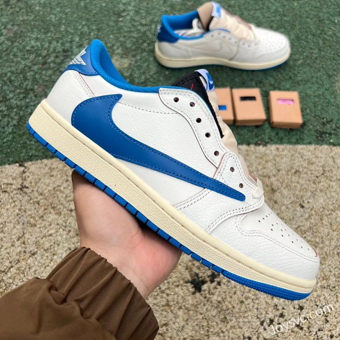 Travis Scott x Fragment Design x Air Jordan 1 Low White Blue DM7866-104