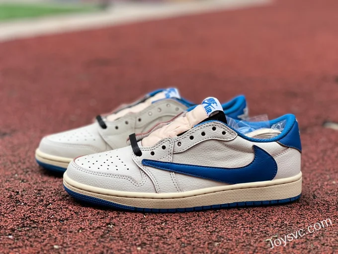 Travis Scott x Fragment Design x Air Jordan 1 Low White Blue DM7866-104