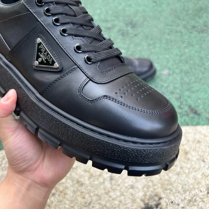 PRADA Leather Low Top Black Sneakers