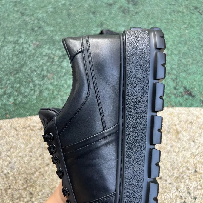 PRADA Leather Low Top Black Sneakers