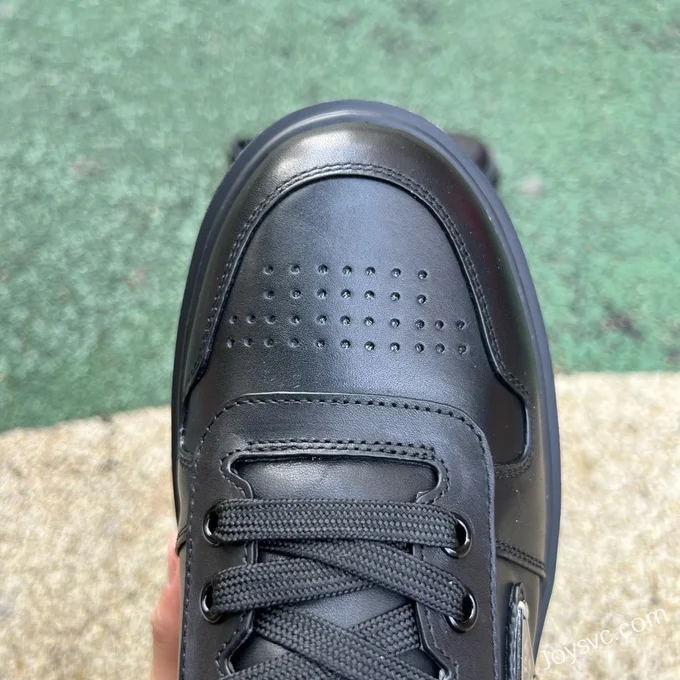 PRADA Leather Low Top Black Sneakers