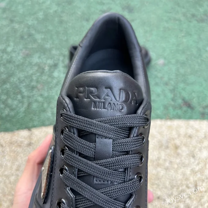 PRADA Leather Low Top Black Sneakers