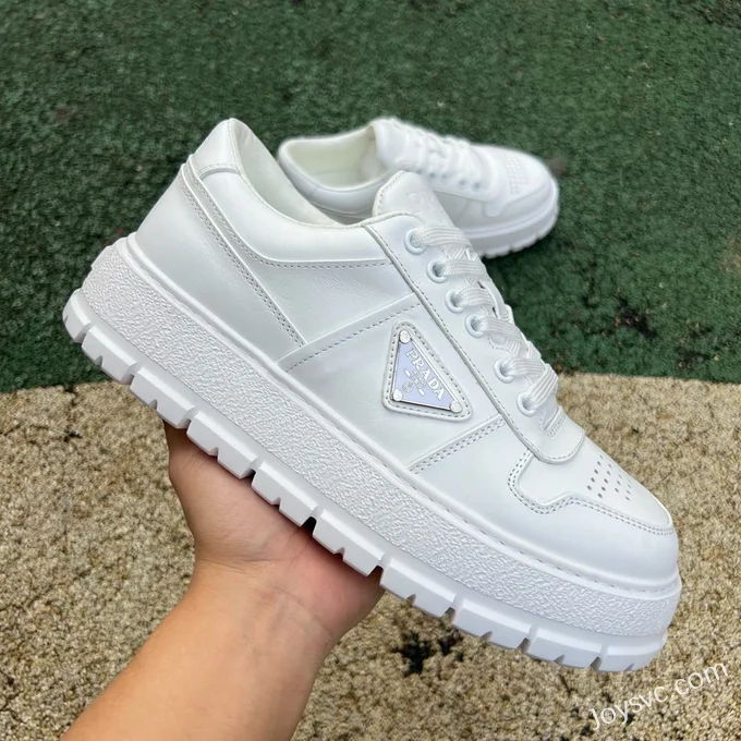 PRADA Leather Low Top White Sneakers