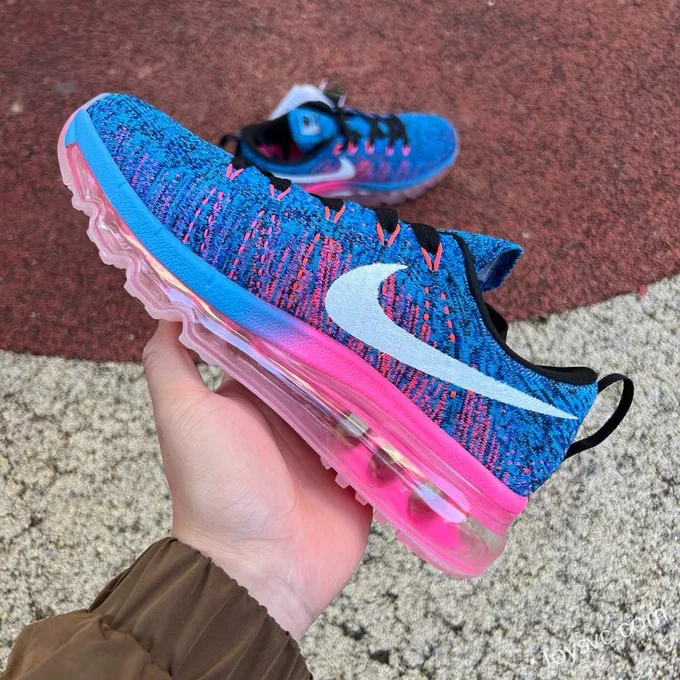 Nike Flyknit Max 2016 Blue Pink Running Shoes 620469-014