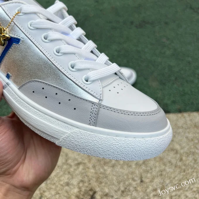 Louis Vuitton Charlie Lace-Up Low White Silver Blue