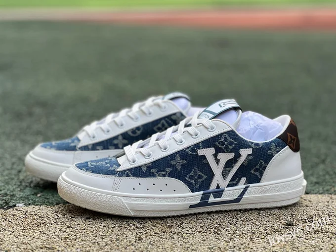 Louis Vuitton Charlie Lace-Up Low White Blue Denim