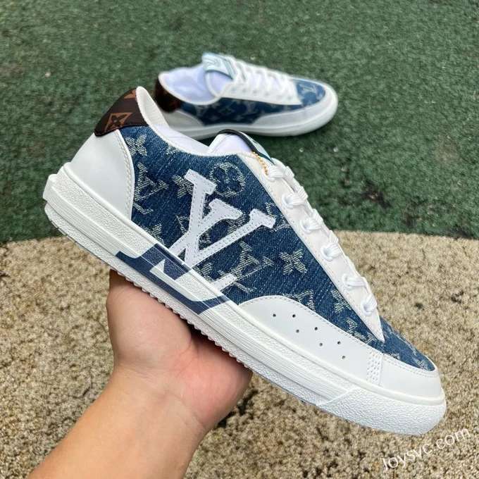 Louis Vuitton Charlie Lace-Up Low White Blue Denim