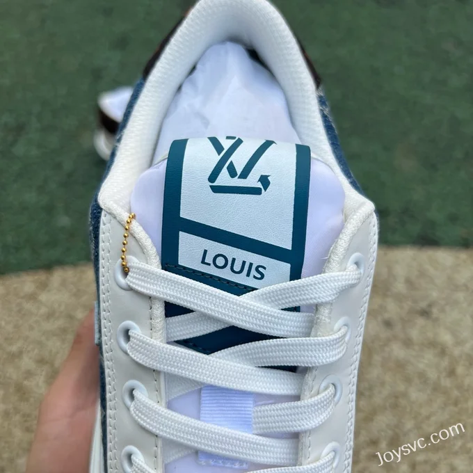 Louis Vuitton Charlie Lace-Up Low White Blue Denim