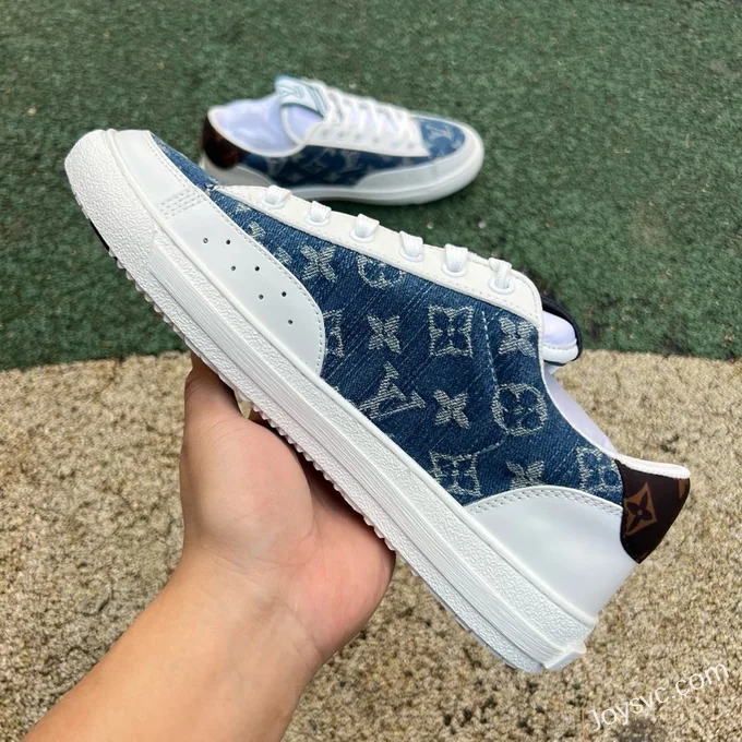 Louis Vuitton Charlie Lace-Up Low White Blue Denim