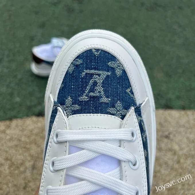 Louis Vuitton Charlie Lace-Up Low White Blue Denim