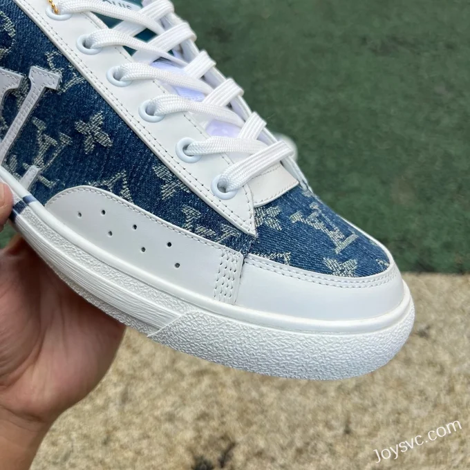 Louis Vuitton Charlie Lace-Up Low White Blue Denim