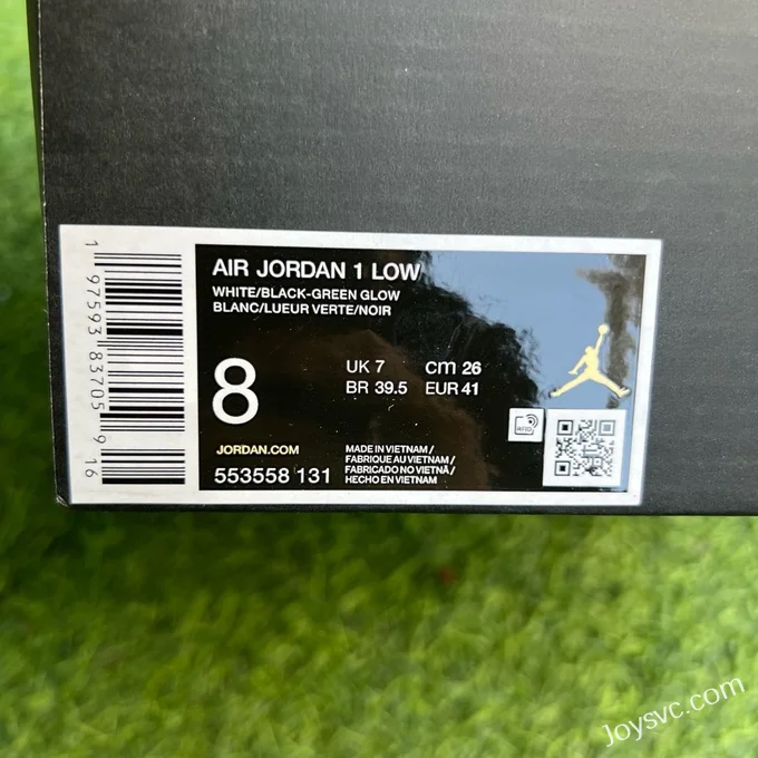 Air Jordan 1 Low 553558-131 Black White Green Mint Y Version