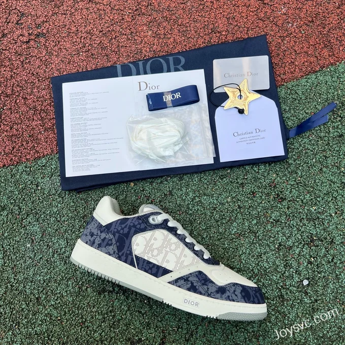 DIOR B27 Low Top White Blue Denim Sneakers