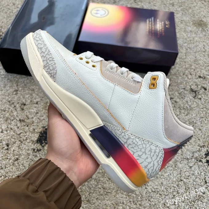 J Balvin x Air Jordan 3 Sneakers, White/Blue/Red FN0344-901