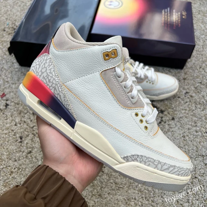 J Balvin x Air Jordan 3 Sneakers, White/Blue/Red FN0344-901