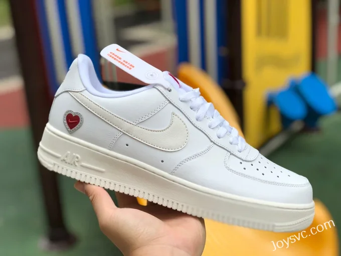 Nike Air Force 1 AF1 White Red Valentine's Day Heart Sneakers DD7117-100