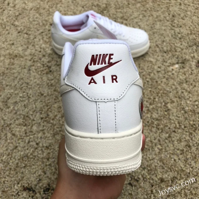 Nike Air Force 1 AF1 White Red Valentine's Day Heart Sneakers DD7117-100