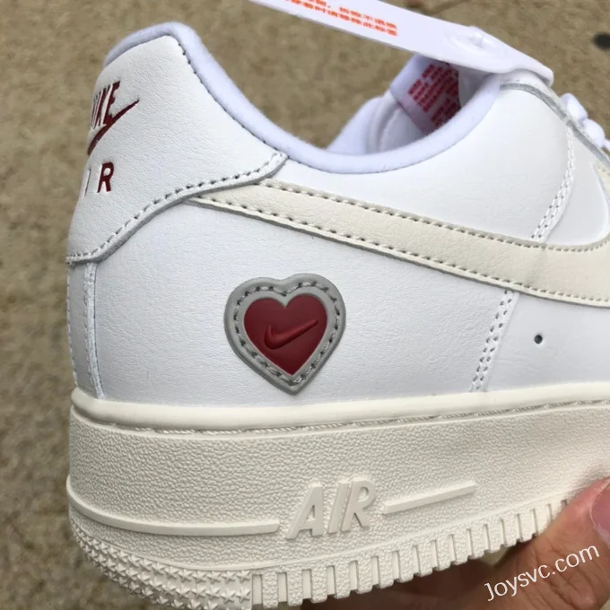 Nike Air Force 1 AF1 White Red Valentine's Day Heart Sneakers DD7117-100