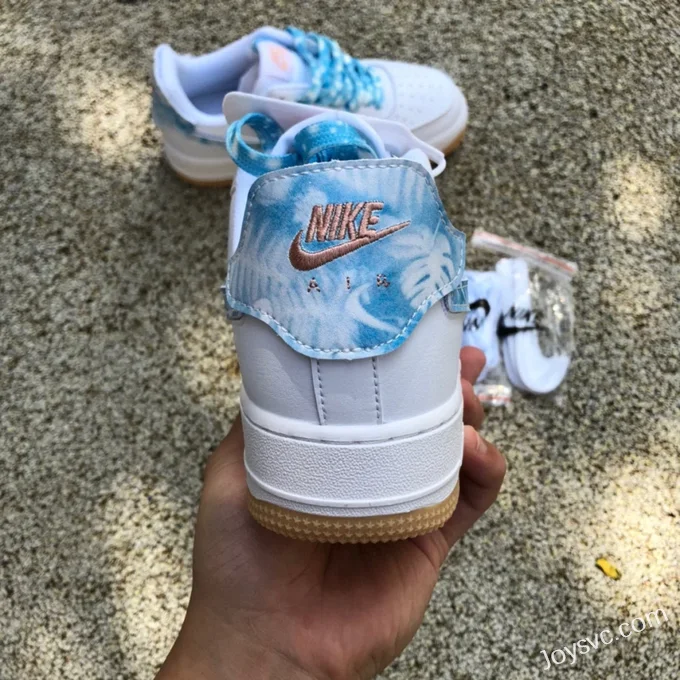 Nike Air Force 1 AF1 White Blue Rubber Strap Casual Sneakers DM1020-100