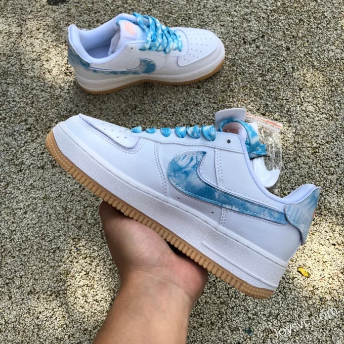 Nike Air Force 1 AF1 White Blue Rubber Strap Casual Sneakers DM1020-100