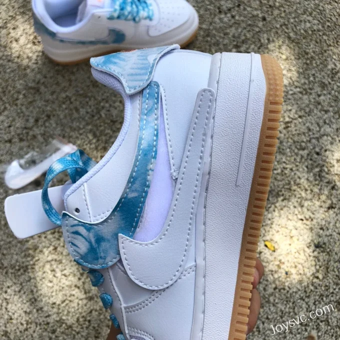 Nike Air Force 1 AF1 White Blue Rubber Strap Casual Sneakers DM1020-100