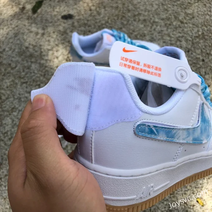 Nike Air Force 1 AF1 White Blue Rubber Strap Casual Sneakers DM1020-100